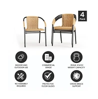 Pack Rattan Indoor-Outdoor Restaurant Stack Chair With Curved Back