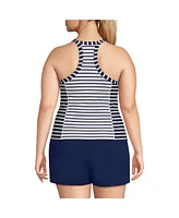 Lands' End Plus Chlorine Resistant High Neck Zip Front Racerback Tankini Swimsuit Top