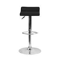 Solid Wave Seat Vinyl Adjustable Height Barstool With Chrome Base