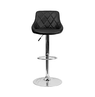 Bucket Seat Adjustable Height Barstool With Diamond Pattern Back