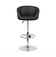 Valencia Bucket Seat Bar And Dining Stool Modern Stool With 360 Swivel, Adjustable Height And Metal Footrest