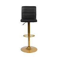 Set Of 2 Contemporary Height Adjustable Swivel Stools With Back And Pedestal Base Footrest