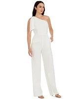 Dress the Population Women's Tiffany Bow-Trim One-Shoulder Jumpsuit