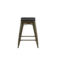 Cory Set Of Four Backless Metal Stools With All-Weather Poly Resin Seats For Indoor Use Only