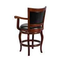 Aletta Series Panel Back Stool With Arms And Swivel Seat