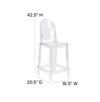 Ghost Counter Stool In Transparent Crystal With Oval Back