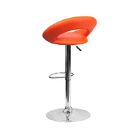 Rounded Orbit-Style Back Vinyl Swivel Adjustable Height Barstool