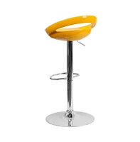 Rounded Cutout Back Swivel Adjustable Height Barstool, Chrome Base
