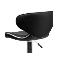 2 Pack Contemporary Cozy Mid-Back Vinyl Adjustable Height Barstool With Chrome Base