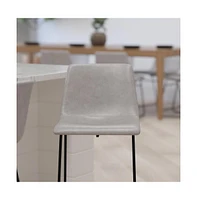 24 Inch Faux Counter Height Bucket Seat Stools, Set Of 2