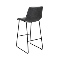 30 Inch Faux Bar Height Bucket Seat Stools, Set Of 2