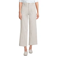 Lands' End Women's High Rise Patch Pocket Wide Leg Chino Crop Pants