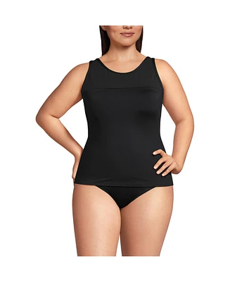 Lands' End Plus Chlorine Resistant Smoothing Control Mesh High Neck Tankini Swimsuit Top