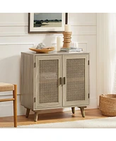 Hulala Home Accent Storage Rattan Cabinet Cupboard Console Table for Dining Room