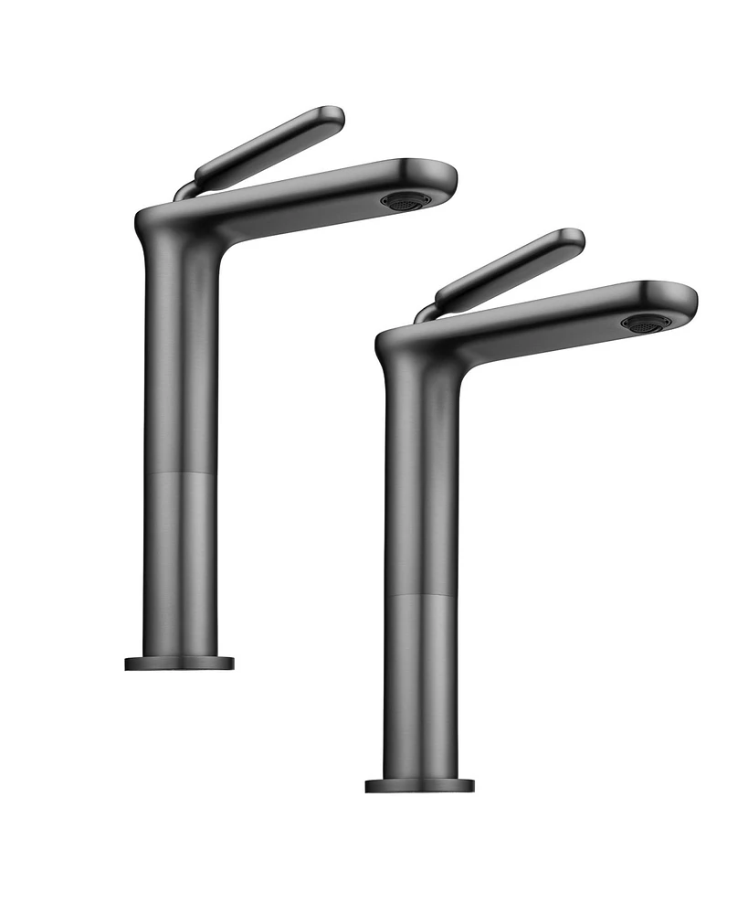 Aquaterior 2 Pack Single Handle/Hole Bathroom Sink Faucet Rv Lavatory Vanity Mixer Tap Grey