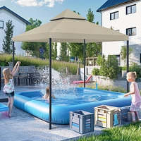 Yescom 10x10Ft Gazebo Top Replacement 2 Tier Pu Water Resistance Outdoor Canopy Cover Patio Garden Outdoor Party Gray