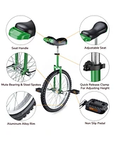 Yescom 20 In Wheel Outdoor Unicycle Leakproof Butyl Tire Circus Bike Balance Training for Adults Teenagers Kids, Green