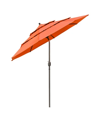 Yescom 3 Tier Patio Umbrella with Crank Handle Push to Tilt Hotel Pool