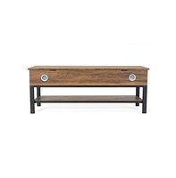 Green River Rustic Farmhouse Entryway Bench With Bottom Storage Shelf