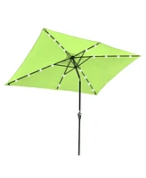 Yescom 10x6' Rectangle Patio Umbrella 6 Ribs 20LEDs Solar Outdoor Tilt with Crank