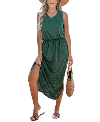 Cupshe Women's Forest Green Side Slit Maxi Beach Dress