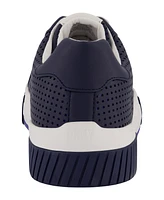 Dkny Men's Perforated Two-Tone Branded Sole Racer Toe Sneakers