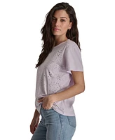 Dkny Jeans Women's Scattered-Dome-Studs Boxy T-Shirt