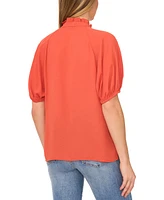 CeCe Women's Split-Neck Puff-Sleeve Blouse