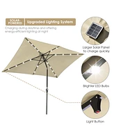 2Pack 10x6 Ft Solar Powered Patio Umbrella with Tilt Crank Aluminum Outdoor Yard