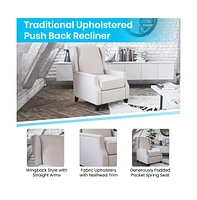 Mauro Contemporary Pushback Recliner With Accent Nail Trim-Wingback Manual