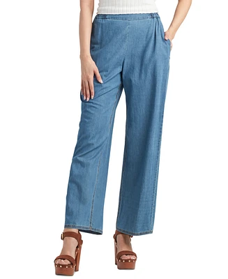 Bcx Juniors' Cotton Pull-On Wide-Leg Washed Denim Pants