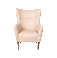 Regal Traditional Wingback Accent Chair, Upholstery And Wooden Frame Legs