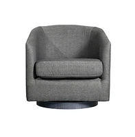 Caro Upholstered Club Style Barrel Chair With Sloped Armrests And 360 Degree Swivel Base A Vinyl Wrap