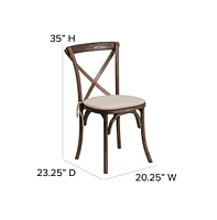 Merrick Lane Davisburg Stackable Wooden Cross Back Bistro Dining Chair With Cushion