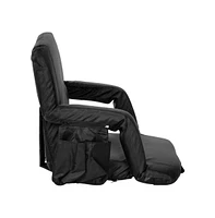 Extra Wide Portable Stadium Chair With Reclining Padded Back & Seat, Lightweight Metal Frame Armrests Backpack Straps