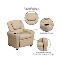 Emma+Oliver Contemporary Kids Recliner Chair With Cup Holder And Headrest