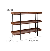 Madison Industrial Style 3 Tiered Shelving Unit With Metal Frame And Raised Border - 35"H