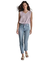 Dkny Jeans Women's V-Neck Sleeveless Cropped Top