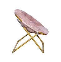 Io Kid'S Folding Saucer Chair With Cozy Faux Fur Upholstery And Metal Frame For Playroom, Bedrooms, Nursery More