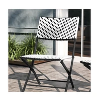 Emma+Oliver Ciel Set Of Two Folding Bistro Chairs In Pe Rattan With Metal Frames For Indoor And Outdoor Use