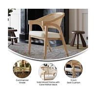Bronson Cane Rattan Padded Accent Or Dining Chair With Metallic Accented Legs