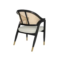 Bronson Cane Rattan Padded Accent Or Dining Chair With Metallic Accented Legs