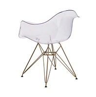 Transparent Side Chair With Arms And Gold Base