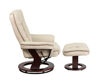 Multi-Position Stitched Recliner & Ottoman With Swivel Base