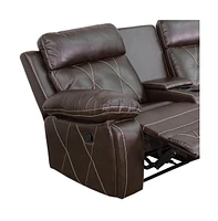 3-Seat Reclining Theater Seating Unit With Curved Cup Holders