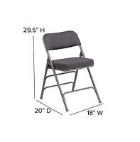 Emma+Oliver 2 Pack Premium Curved Triple Braced & Hinged Fabric Upholstered Metal Folding Chair