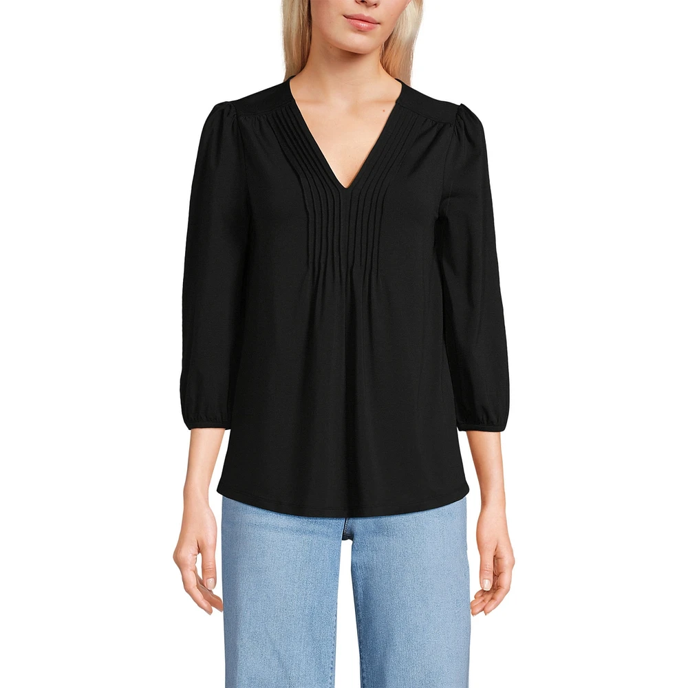Lands' End Women's Lightweight Jersey Pintuck Top