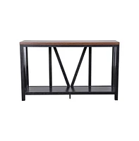 Merrick Lane Erikson Modern Farmhouse Engineered Wood Sofa Table With Bracing And Lower Shelf