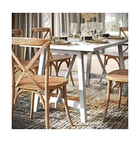 Merrick Lane Carroll Wooden Dining Table With Trestle Style Base