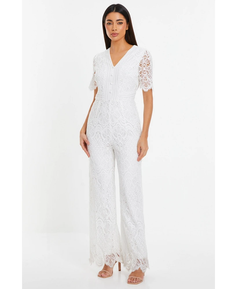 Quiz Women's Crotchet Lace Short Sleeve Jumpsuit